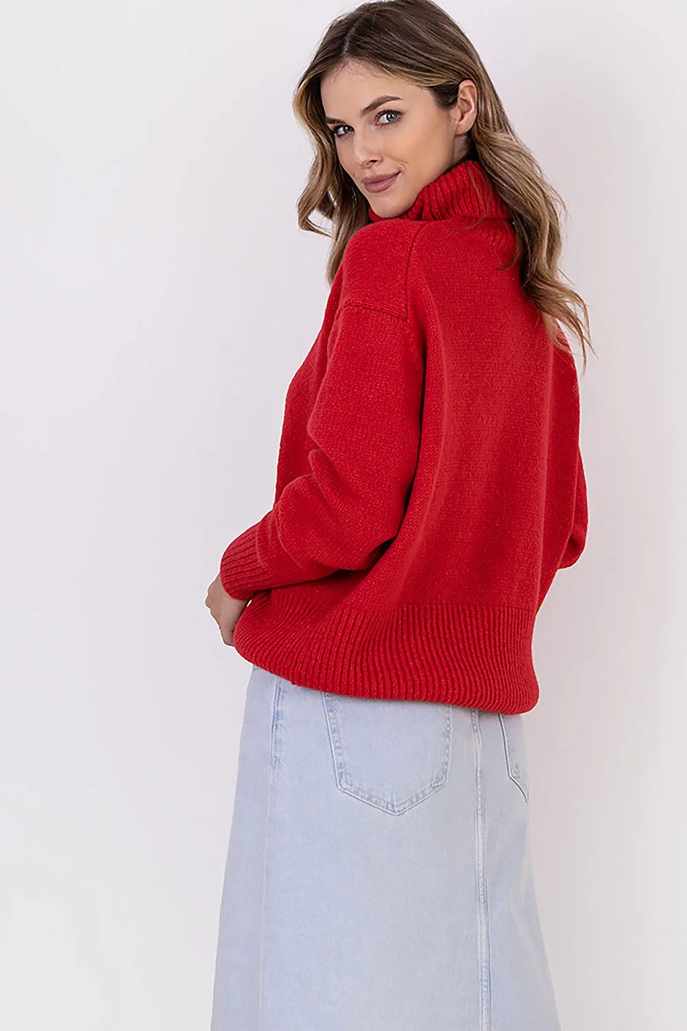 Women’s Casual Turtleneck Sweater – Ribbed Trim, Soft & Cozy