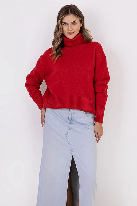 Women’s Casual Turtleneck Sweater – Ribbed Trim, Soft & Cozy