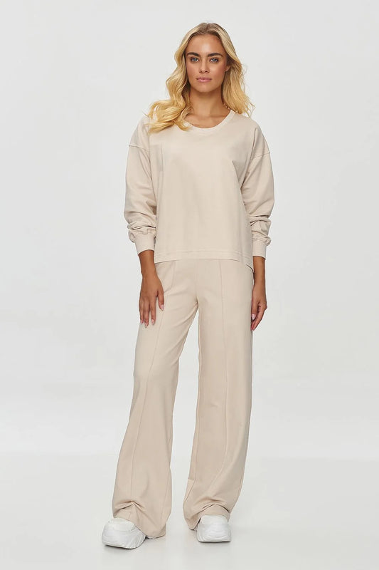 Casual Chic Tracksuit – Oversized Hoodie & Wide-Leg Pants – Soft Cotton Blend